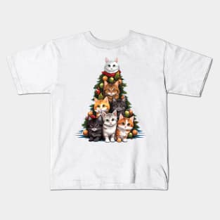 Cat Christmas Tree Kids T-Shirt